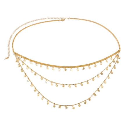 Zhuge Women’s Multilayer Metal Belly Chain, Adjustable Waist Body Jewelry for Everyday Wear, 1 Piece,B17