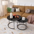 thumbnail image 7 of Coffee Table Set of 2,27.6 inch Round Coffee Table with Sturdy Metal Frame,End Table Side Tables for Living Room Bedroom,Black, 7 of 7