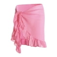 thumbnail image 1 of Fortune Women Mesh Mini Ruffle Skirts Cover Up Candy Color Bathing Skirt Beachwear Wrap, 1 of 5