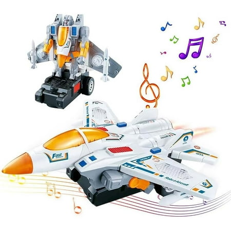 Electric Deformation Transform Car Toy LED Light Music Robot Car Toys Obstacle Avoidance Engineering Car Toys 360° Rotation Drift Toys ABS Safe Durable Toys Boys Birthday Gift Toys