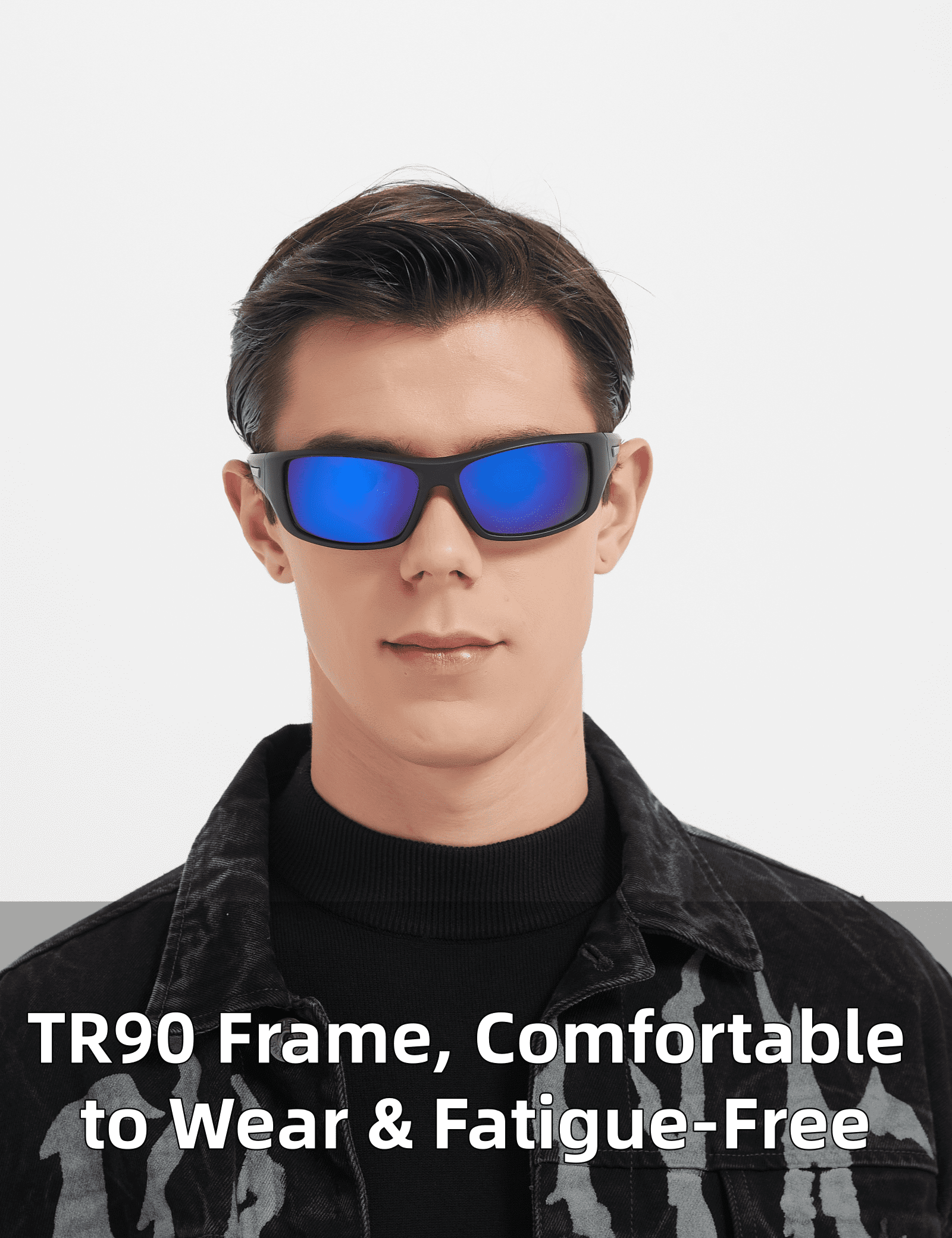 PUKCLAR Polarized Sports Sunglasses for Men Women Driving Sunglasses Cycling Running Fishing Golf Goggles Unbreakable Frame