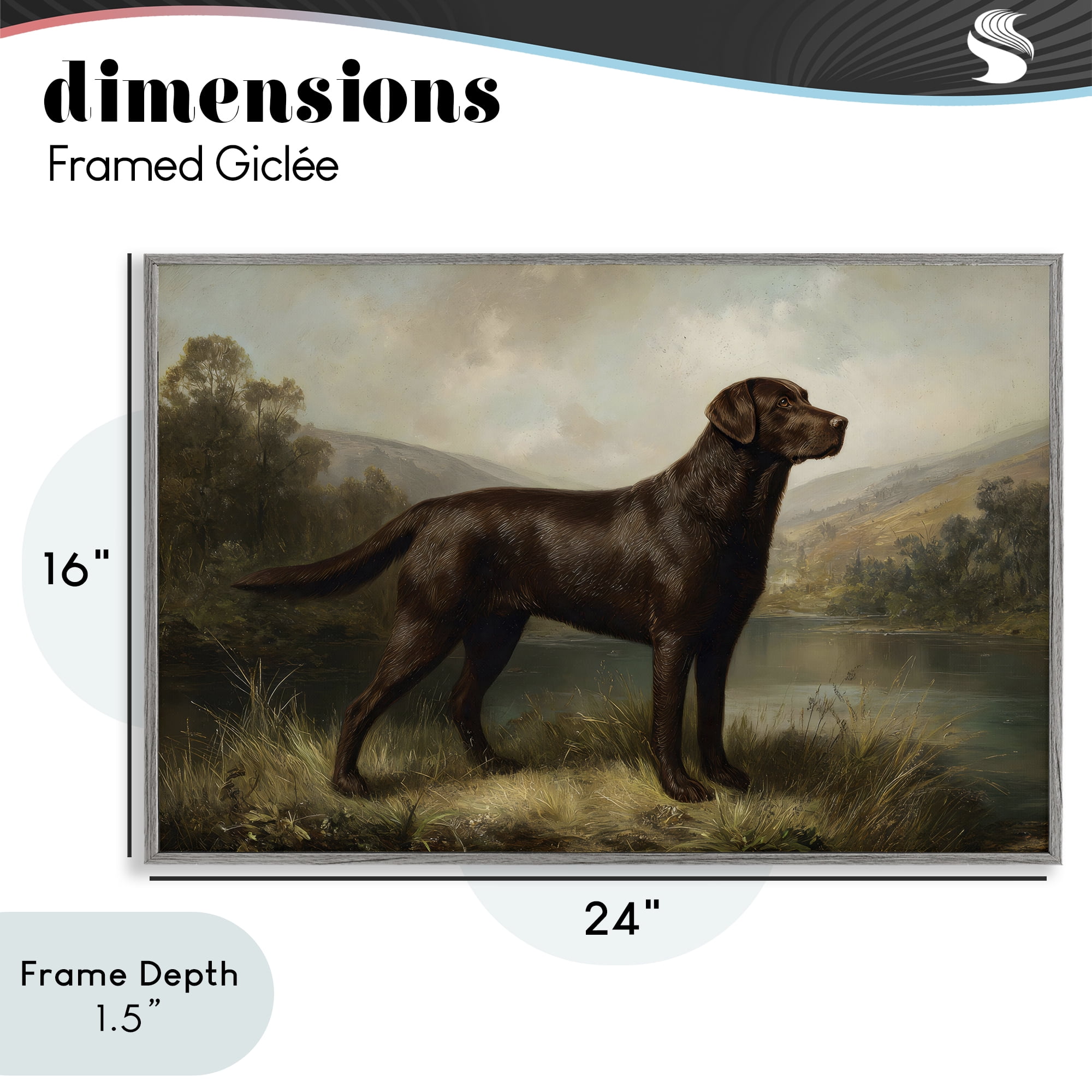 Stupell Industries On Alert Hunting Dog Gray Framed Giclee Art, design by Petal Prints Design
