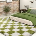 thumbnail image 4 of SARAG Soft Rugs For Living Room, 5x7ft Off-White And Green Checkered Fluffy Shaggy Rugs For Indoor Use, Ultra Fuzzy Rug For Bedroom Kids Nursery Rooms,Home Decor Aesthetic, 4 of 11