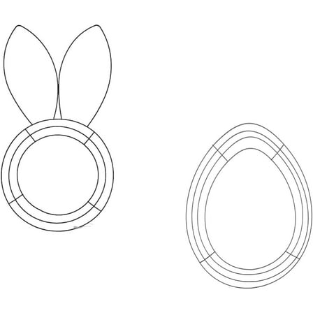 Holiday Decor  Easter Egg and Bunny Ears Metal Wire Wreath Frame Form, (1 Egg-15.5x12-Inch,1 Bunny-17.3 x9.5-Inch)