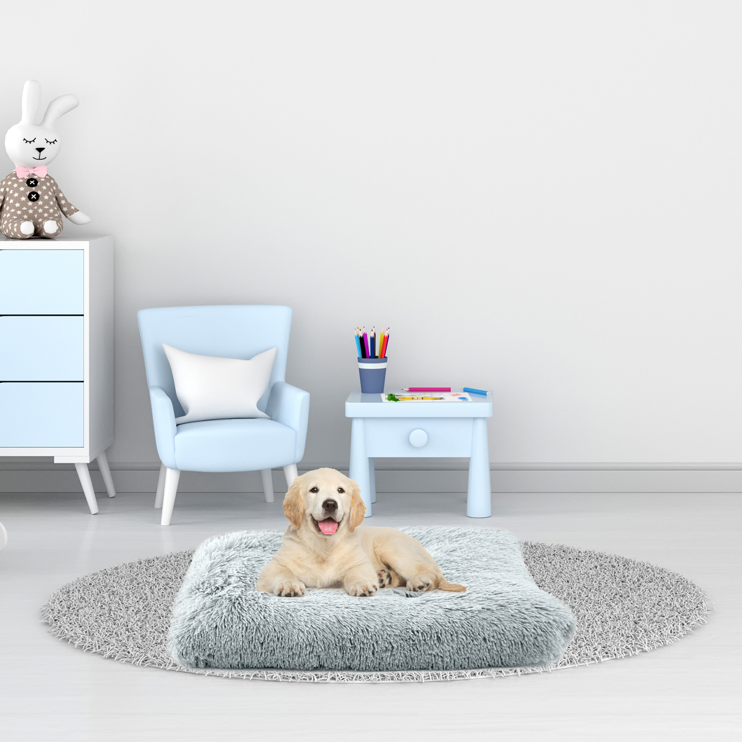 Precious Tails Eyelash Faux Fur Tufted Cat Dog Mat - Small