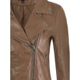 thumbnail image 3 of A2Y Women's Classic Vegan Leather Zip Up Rider Style Moto Biker Jacket Mocha XL, 3 of 4