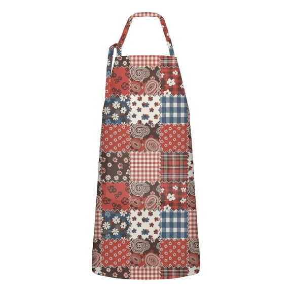 Pioneer Flower Floral Print Pattern Apron for Women and Men, Cotton Linen Waterproof with Pockets, Adjustable, 33x27 Inch for Kitchen, Gardening, BBQ, Salon