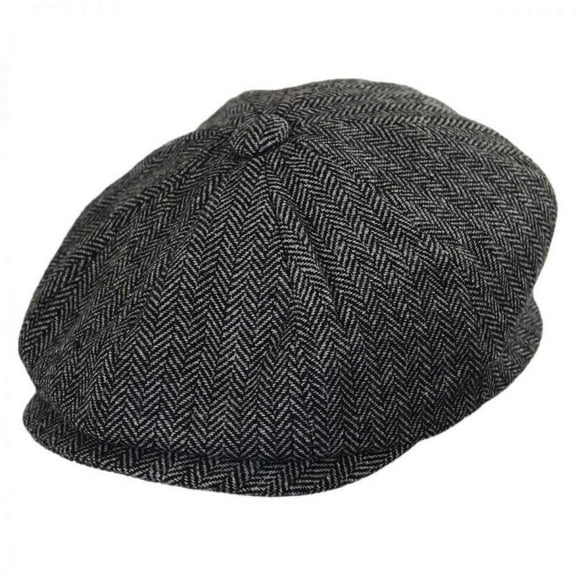 Kids' Herringbone Wool Blend Newsboy Cap - S/M - Charcoal