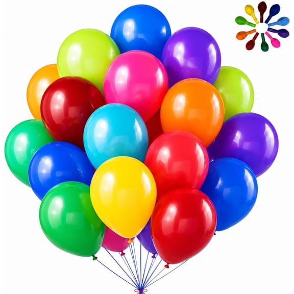 100 PCS Balloons (10 colors), 12 Inch Balloons Assorted Colors for Birthday Party Decorations, Kids Party, Wedding.