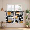thumbnail image 2 of Burnt Orange Black Geometric Kitchen Curtain for Berdoom Living Room Cafe 54 Inch Length, Modern Color Block Abstract Tiers Curtains Light Filtering Drapes Window Treatment 2 Panels 52"Wx54"L, 2 of 8