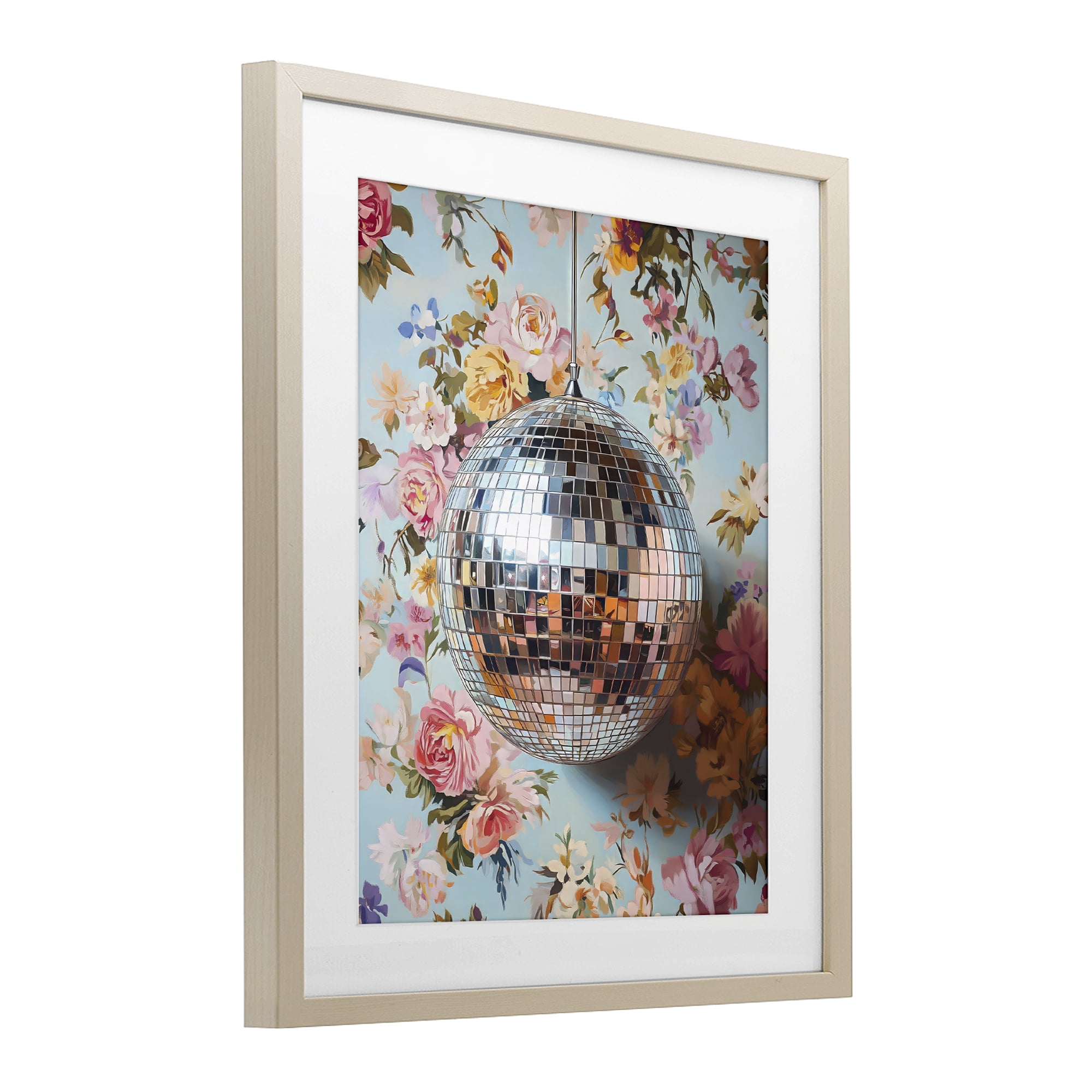 Stupell Industries Floral Disco Ball Reflection Birch Framed Print Under Glass, design by LSR Design Studio