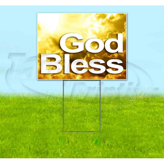 God Bless (18" x 24") Yard Sign, Includes Metal Step Stake