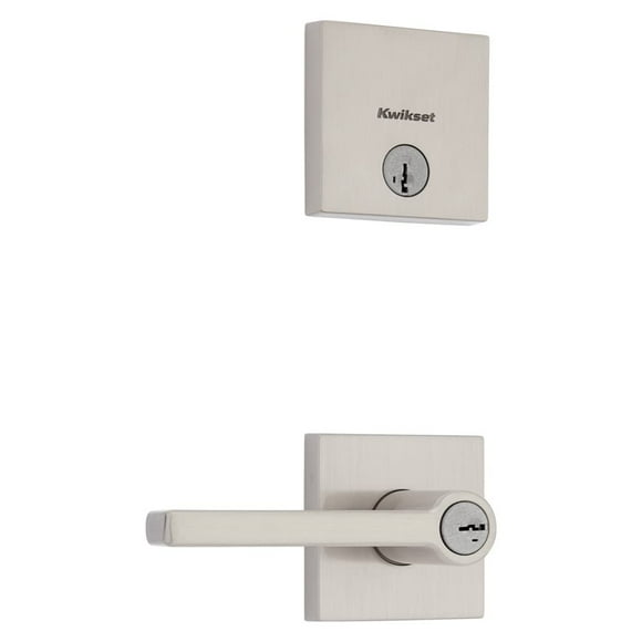 Cerradura de puerta Kwikset 991 Halifax con llave, palanca de entrada y cerrojo