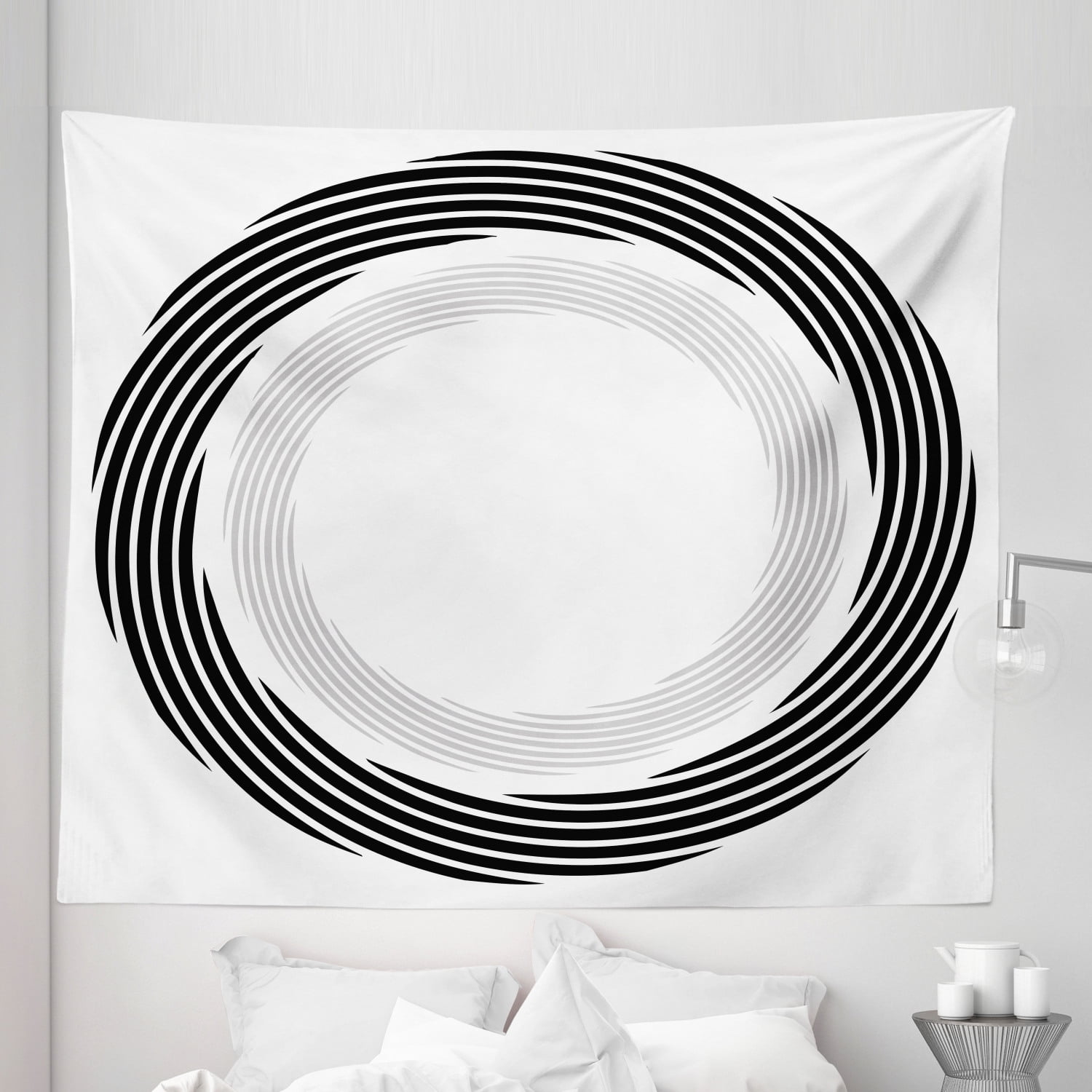 Black Tapestry, Abstract Circular Element with Interlace Spinning ...