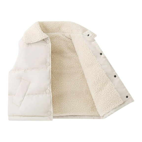 oqasdz Girls Vests New Fall Winter Lapel Solid Color Lamb Wool Outerwear Warm Lightweight Cozy Top Vest Coat Outwear Size 2 Y-3 Y