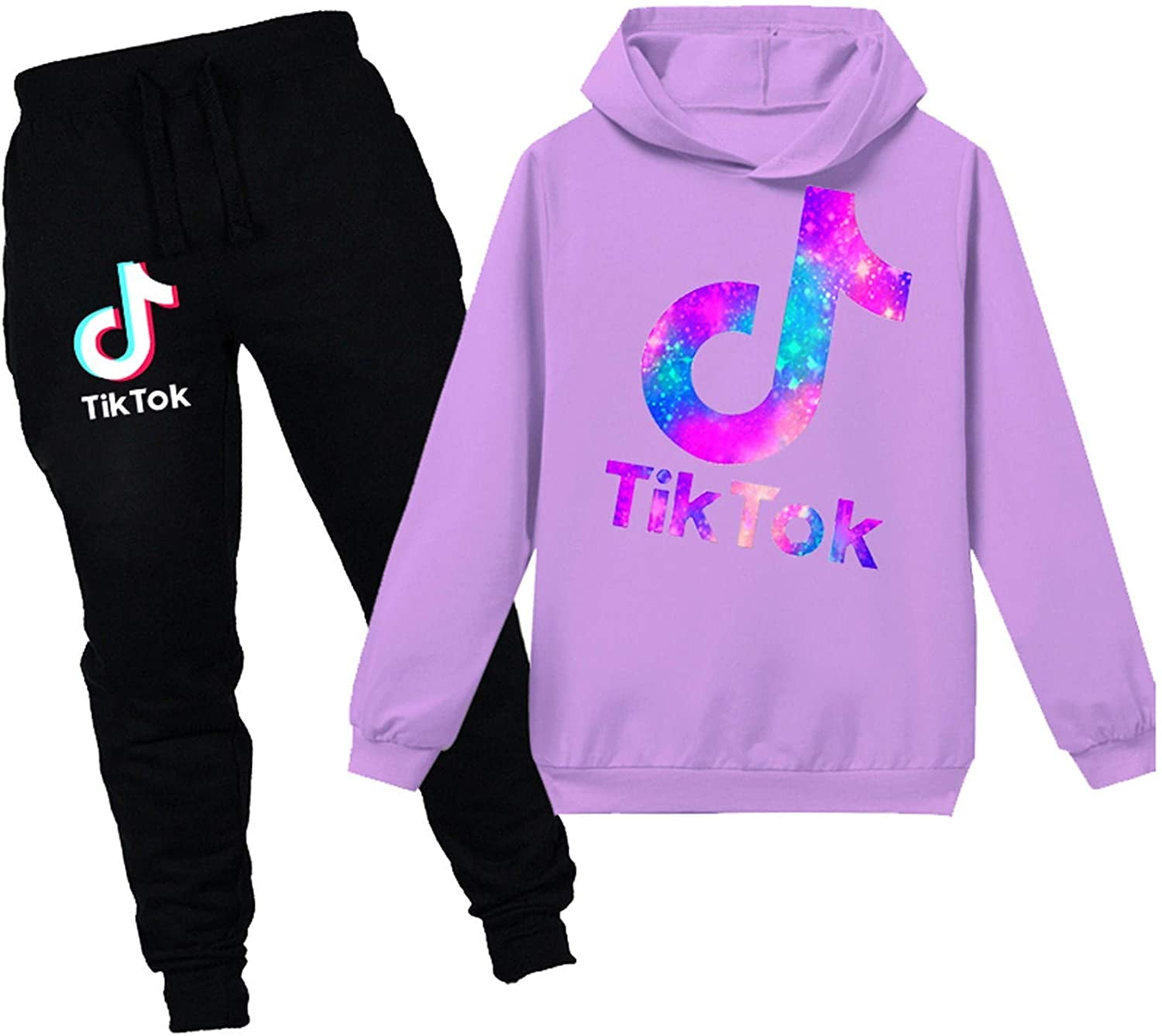 Boys Girls TIK Tok Pull Over Long Sleeve Hoodies and Sweatpants Set-Graphic Hooded Sweatshirts Set for Kids 2T-14Y,9 Colors