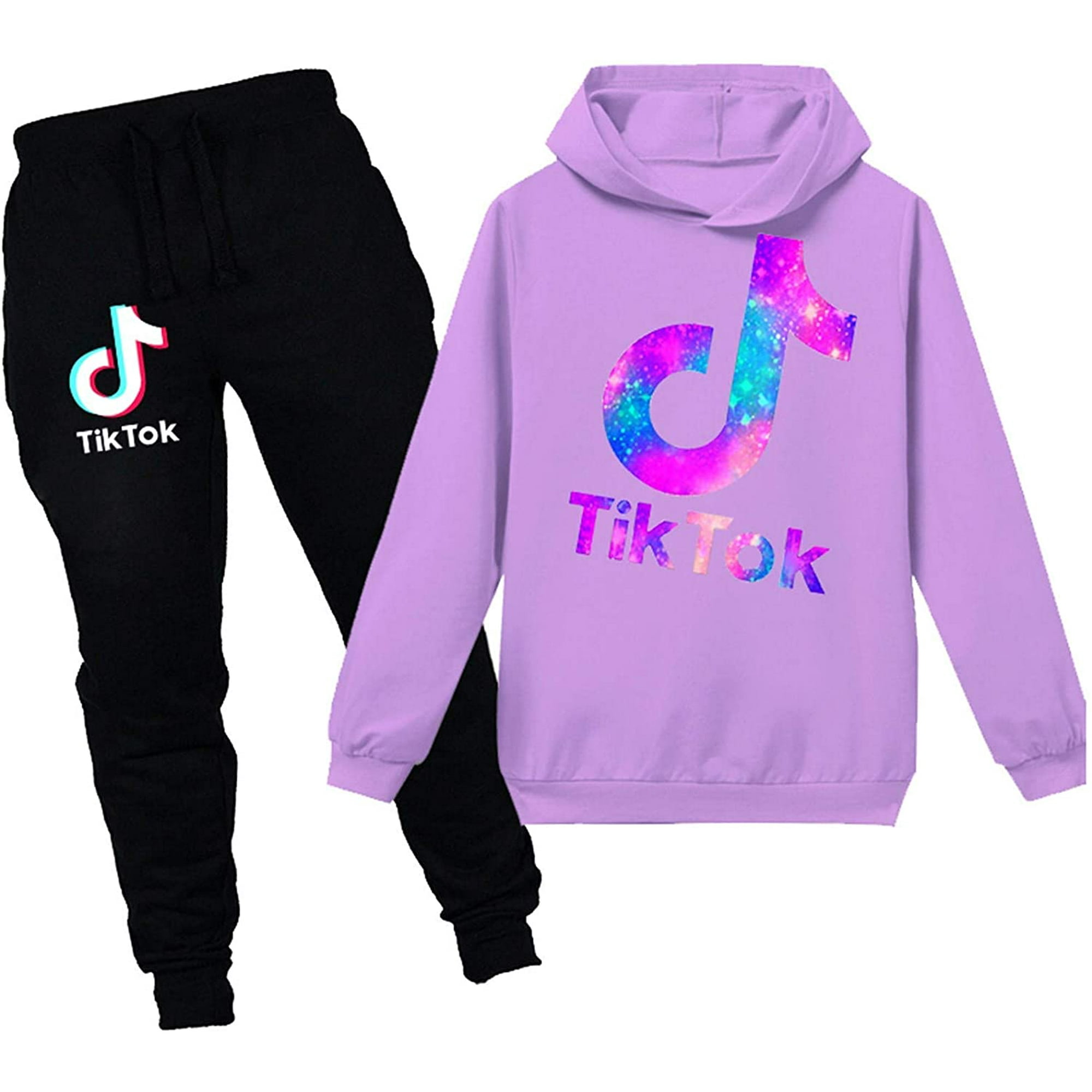 Tik Tok Pull a Capuche Ensemble Sweat Shirt Fantaisie Decontracte 2 Pieces Vetements de la Mode Tik Tok pour Filles Garcons Walmart