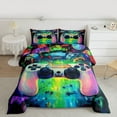 thumbnail image 2 of jejeloiu Teens Video Game Full Size Comforter Sets,Cartoon Console Gamepad Bedding Comforter Set,Oil Painting Aesthetic Bedding Sets For Teens,Breathable Home Decor Reversible,3 Pieces, 2 of 8