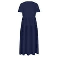 thumbnail image 6 of Sakmal Solid Plus Size Summer Dresses Basic Short Sleeve Comfort Fit Blue Long Shift Dress, 6 of 6