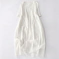 thumbnail image 2 of Jacenvly New Dresses for Women 2024 Casual Summer Women'S Cotton Linen Solid Loose Short Sleeve V-Neck Dress Satiny Soft Long Dresses for Women White, 2 of 8