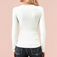 thumbnail image 2 of MIXUE Boho Tops For Women Autumn Winter Solid Color Round Neck Long Sleeve Casual Basic Soft T Shirts Holiday Wear,White,L, 2 of 6