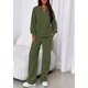 thumbnail image 2 of Conjunto Deportivo PRETTYGARDEN Sudadera con Cuello Cuarto y Pantalones Verde Ejército Talla L, 2 of 6