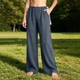 thumbnail image 6 of ClodeEU Women's Elastic High Waist Tassel Drawstring Wide Leg Pants, Casual Loose Trousers with Pockets Gray,Women's Plus XL, 6 of 6