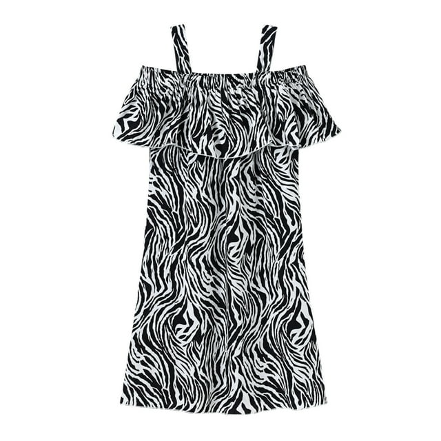 Vestido Para Niñas, Ropa Para Niñas Pequeñas, Vestido De Vacaciones De Verano Para Niños Pequeños, Falda Con Tirantes, Vestido Floral Negro Odeerbi LM103-8419