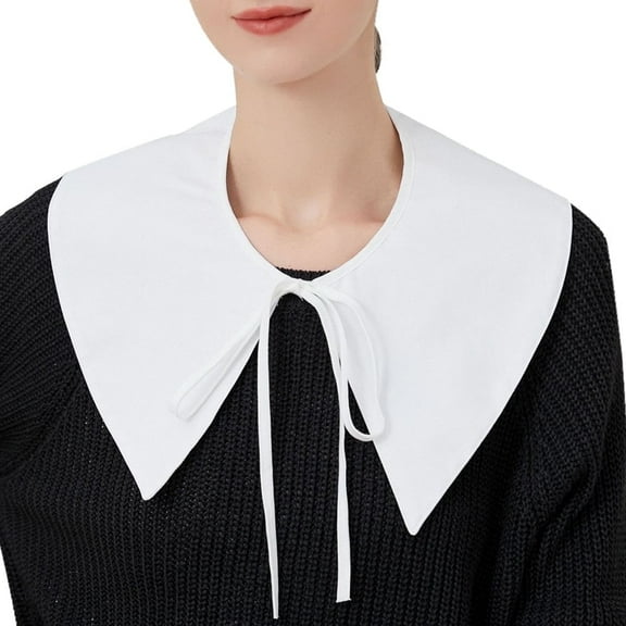 LoudSung Shawl Detachable Cape Wrap Fake Big Pointed Collar Cotton Top Elegant for Women Girls