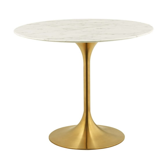 Modern Deco Contemporary Urban Design Kitchen Dining Room Dining Table, Metal Steel Artificial Marble, Gold White