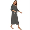 thumbnail image 5 of Zipper Front Housecoat Short Sleeve & Half Sleeve Zip Nightgown Long Houedress with Pockets, 5 of 7