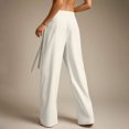 thumbnail image 5 of KLHDSF Pants For Women Solid Casual Drapey Sash Tie Wide Leg Trousers Work Office White L, 5 of 8