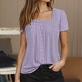 thumbnail image 2 of MIXUE Boho Tops For Women Summer Solid Color Square Collar Short Sleeve Casual Basic Pullover Shirts For Women Tshirts Streetwear,Purple,XXL, 2 of 6