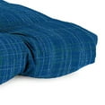 thumbnail image 4 of Jordan Manufacturing 44" x 18" Harlow Lapis Blue Crosshatch Rectangular Tufted Contoured Outdoor Wicker Settee Bench Cushion, 4 of 12