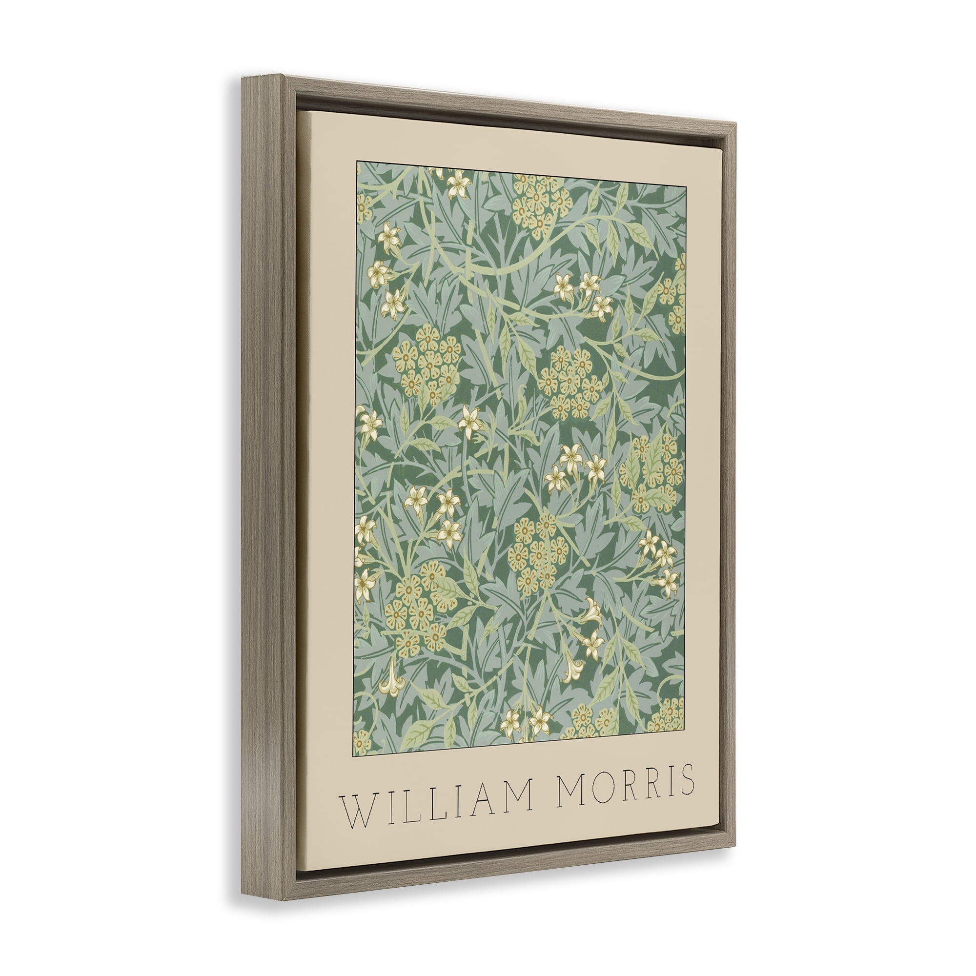 Stupell Industries William Morris Green Tones Brown Framed Floater Canvas Wall Art, design by Lil' Rue