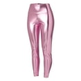 thumbnail image 3 of XIMIN Ladies High Waist Leggings Women's Stretchy Leather Leggings Pants High Waisted Tights Yoga Pants Pencil Pants Tight Pants Work Casual Pants(Pink,M), 3 of 6
