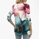 thumbnail image 3 of Tejiojio 3/4 Length Seelve Shirts for Women Casual Printed Crewneck Blouse Loose Fit Summer Top, 3 of 5