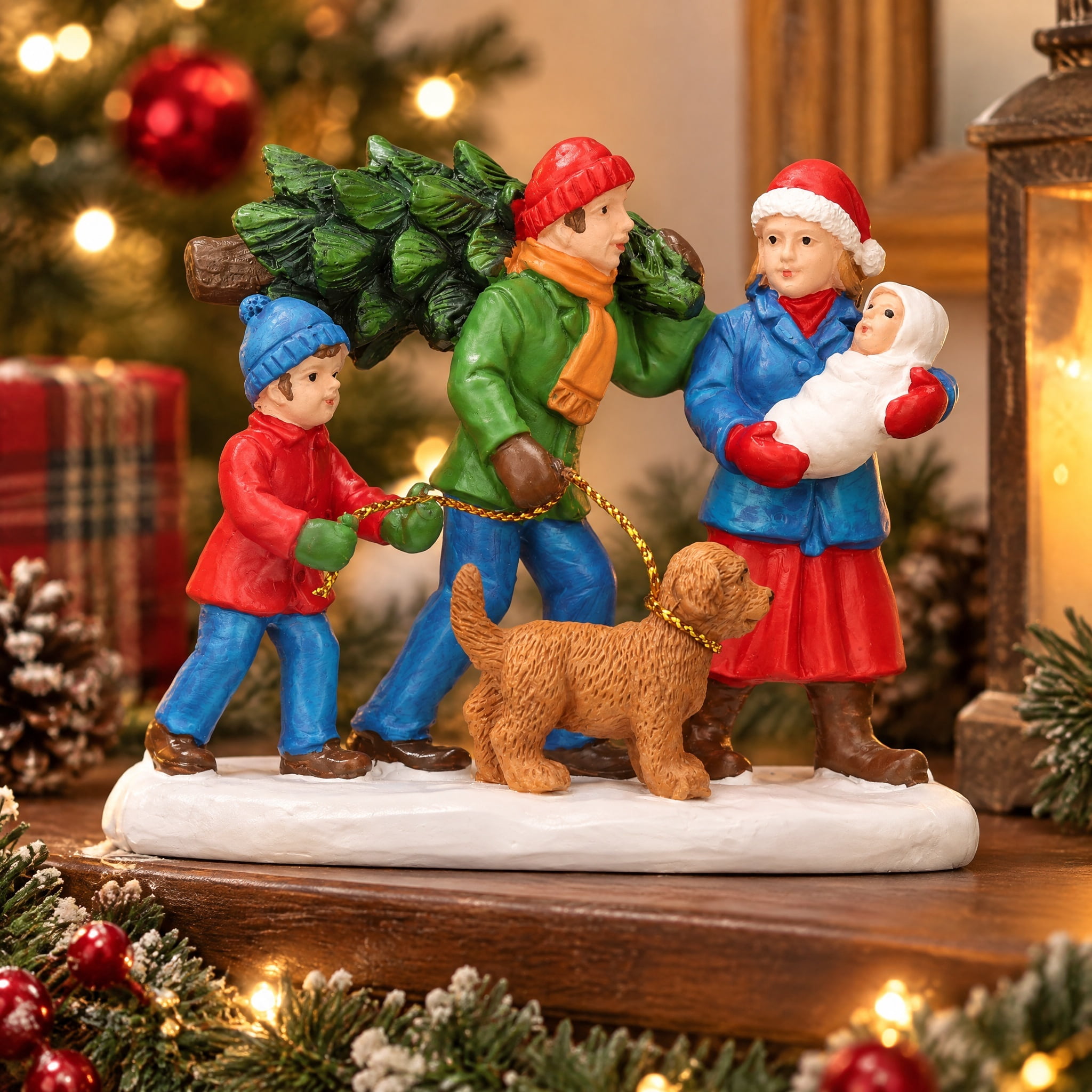Festive Family Christmas Village Decorative Figurine, Multicolor, 3.5", by Holiday Time