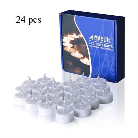 24 PCS Flameless Smokeless Flickering Flashing LED Tealight Candles Battery Operated for (Best Battery Tea Light Candles)