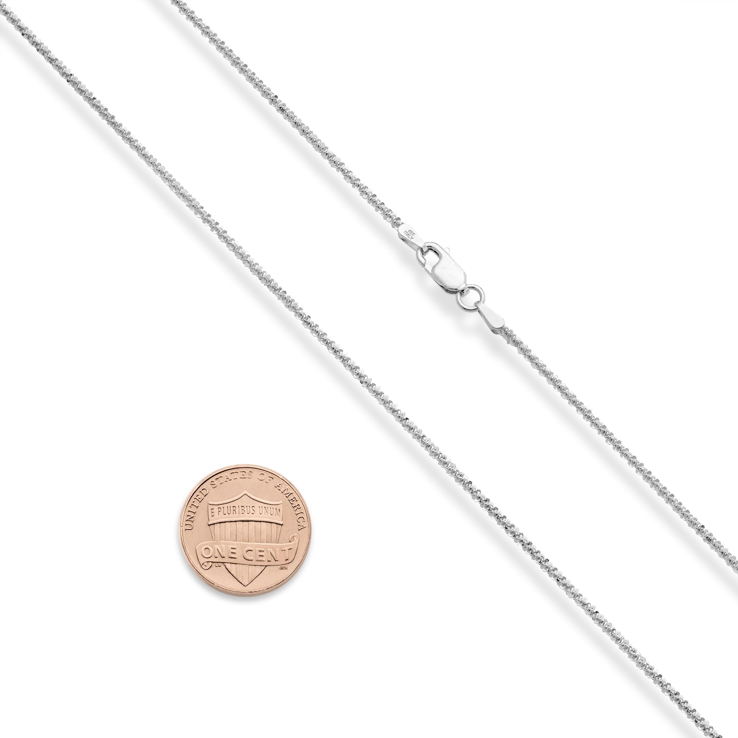 Miabella Italian 925 Sterling Silver Twisted Sparkle Chain Necklace for Women Made in Italy (Length 24 Inches)