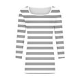 thumbnail image 7 of CYMMPU Summer Fall Plus Size Tunic Tops Vintage Square Neck Business Work Blouses Striped 3/4 Length Sleeve Basic Tees Shirts 2025 Clothes for Women Gray M, 7 of 7