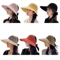 thumbnail image 4 of Sombrero de copa vacío para mujer: Sombrero de paja de ala ancha Sombrero de protección solar Gorra de playa de pescador, 4 of 4