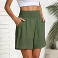 thumbnail image 5 of Nestiefly Linen Shorts for Womens Casual Summer High Waisted Wide Leg Lounge Beach Vacation Shorts with Pockets 2026 Spring Army Green 2XL, 5 of 8
