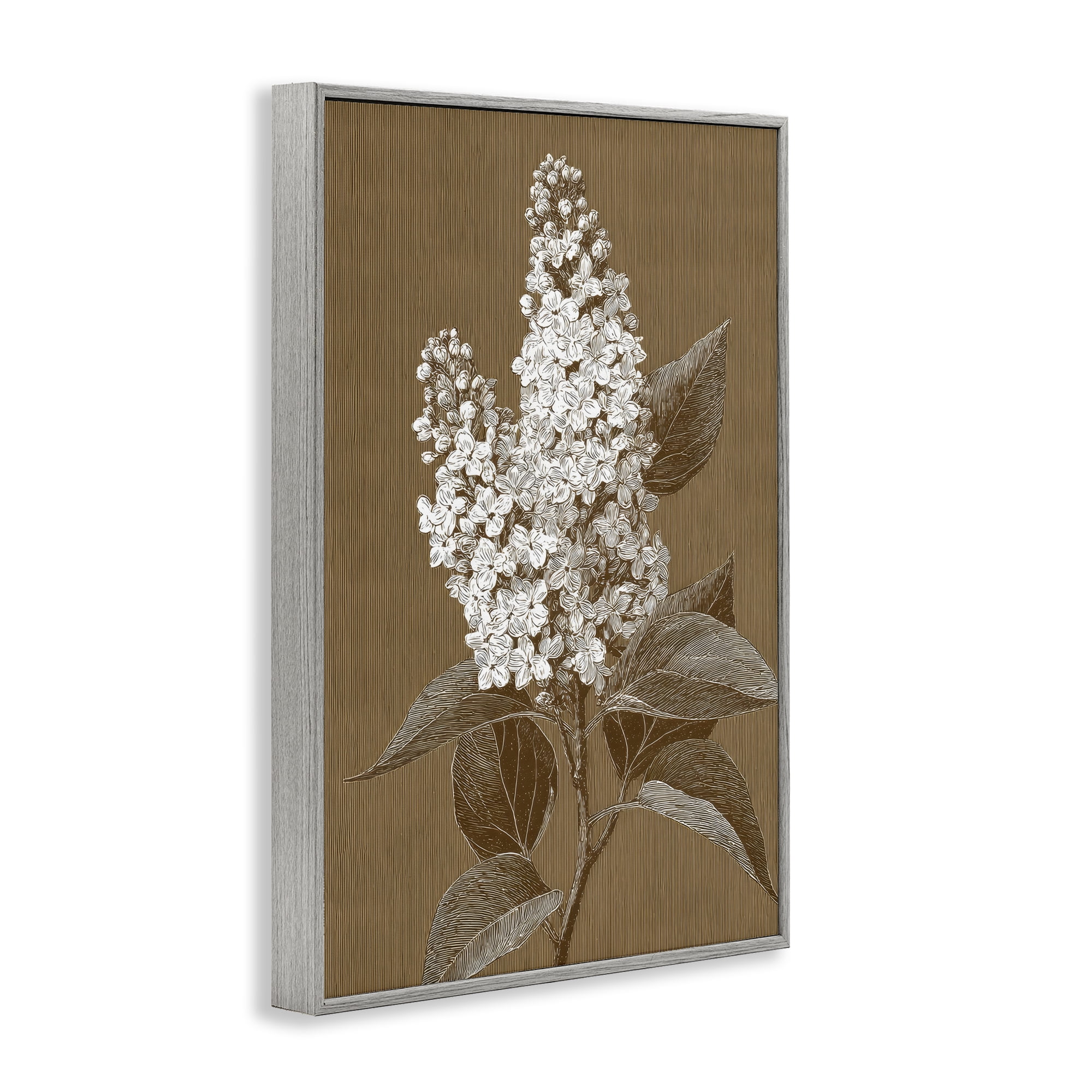 Stupell Industries Vintage Striped Lilac Study Gray Framed Giclee Art, design by Petal Prints Design