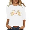 thumbnail image 2 of Xuyuer 3/4 Sleeve Shirts for Women Loose Fit Crewneck Dressy Casual Tops Lightweight Solid Color Comfy Cute T Shirts Basics Tees Casual Fashion Spring Summer T Shirts Business Work Tee Top, 2 of 5