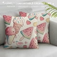 thumbnail image 3 of Fenyluxe Stay Cool This Summer Decorative Throw Pillow Cover, I Scream for Ice Cream Popsicles Porch Outdoor Home Decor, Colorful Stripes Seasonal Couch Cushion Case 24x24in, 3 of 5