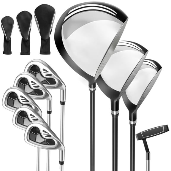 Airfind Men's Complete Golf Club Set with 9 Pieces Including Graphite Shafts and TPR Grips Plus 3 Headcovers and Expanded Sweet Spot Irons as a Full Golf Club Set, Gray