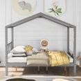 thumbnail image 3 of DeeHome Full Size Wood House Bed with Storage Space, Gray (OLD SKU :LP000002AAE), 3 of 9