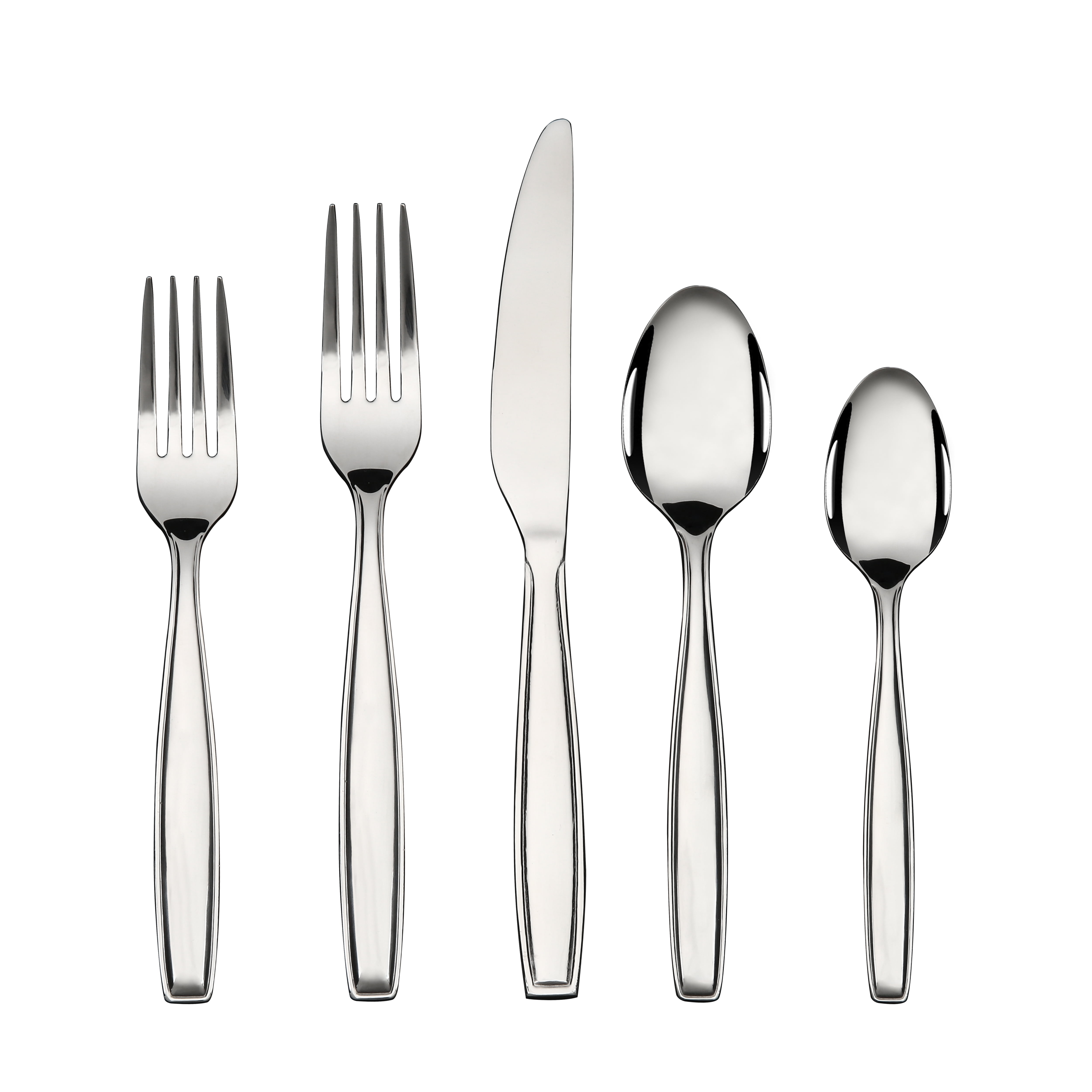 Mainstays Fairport 20 Piece Stainless Steel Flatware Set, Silver Tableware Service for 4