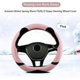 thumbnail image 3 of Fluffy Steering Wheel Cover D Shape, Cute Fuzzy Steering Wheel Cover Soft Universal 15 Inch, Pink, 3 of 6